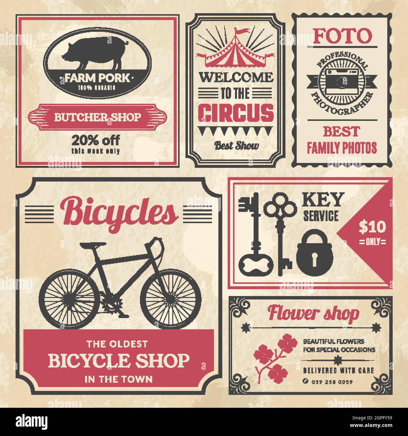 Zeitungsbanner. Vintage Werbung gerahmte alte Abzeichen oder Anzeigen Banner Medien Nachrichten Werbeträger Vorlagen Stock Vektor