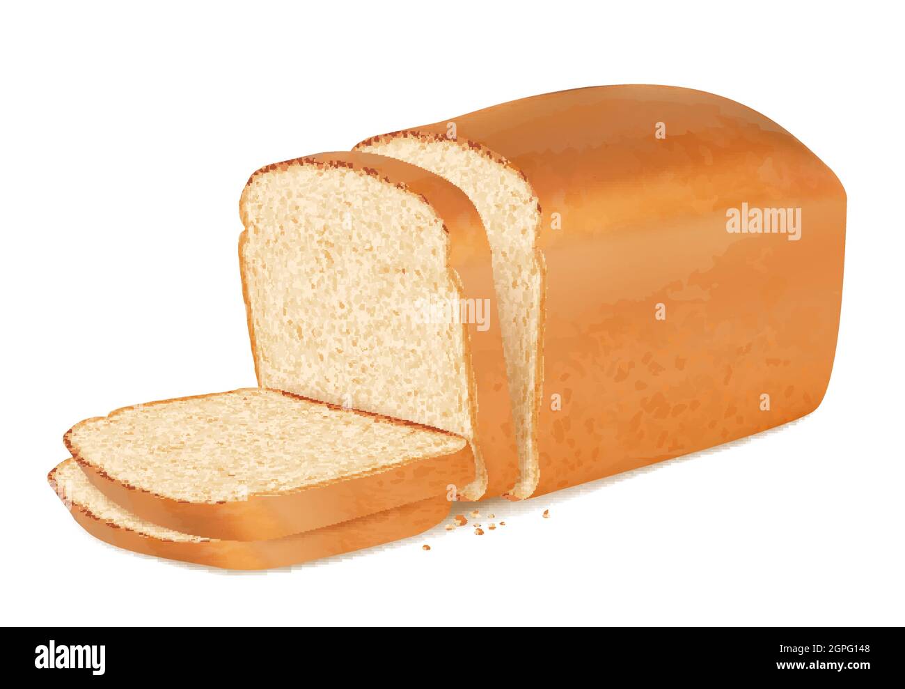 Brot in Scheiben schneiden. Realistische frische Backwaren Stapel von Baguette Vektor leckeres Brot Stock Vektor