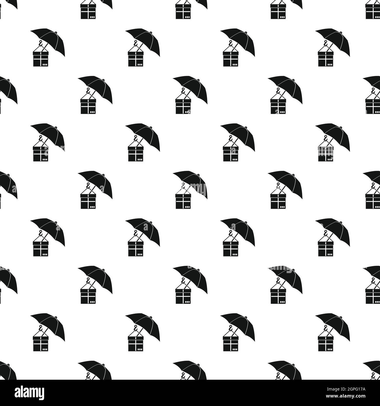 Sonnenschirm und ein Karton Muster, einfachen Stil Stock Vektor