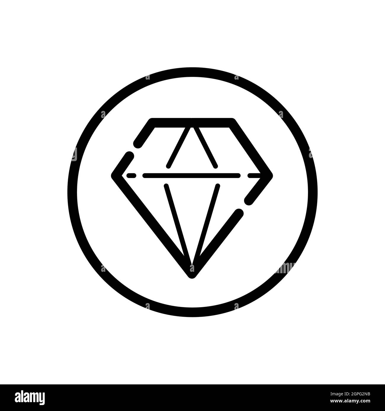 Diamant. Schmuck und Luxus. Kommerz umreißen Symbol in einem Kreis. Vektorgrafik Stock Vektor