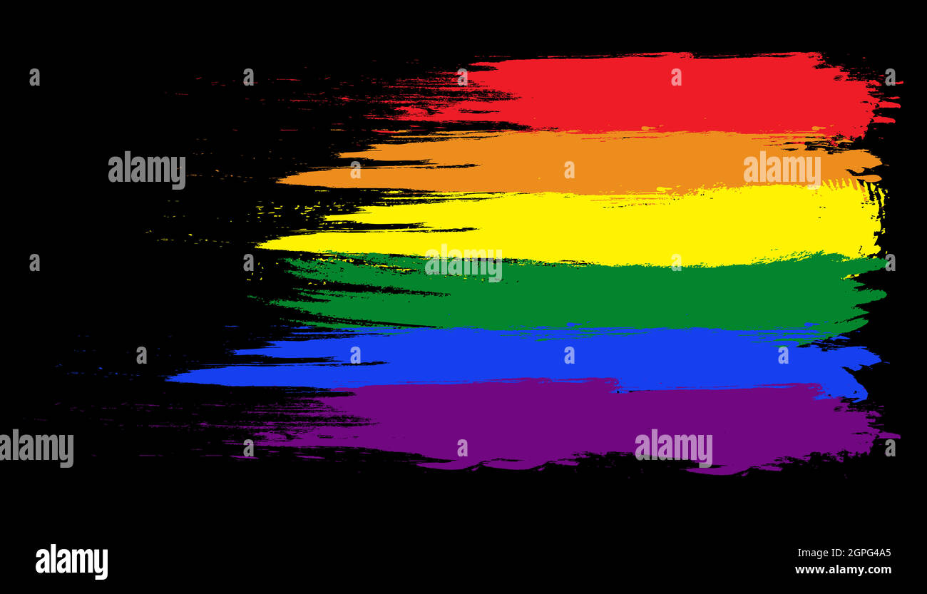 LGBT Grunge Regenbogenfarben. Pride Symbol Konzept. Toll für Banner über Sexualrechte. Vektorgrafik auf schwarzem Hintergrund. Stock Vektor