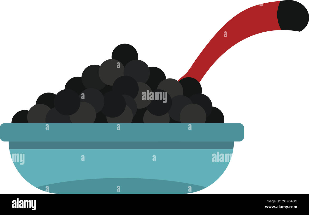 Schwarzer Kaviar-Symbol, flachen Stil Stock Vektor