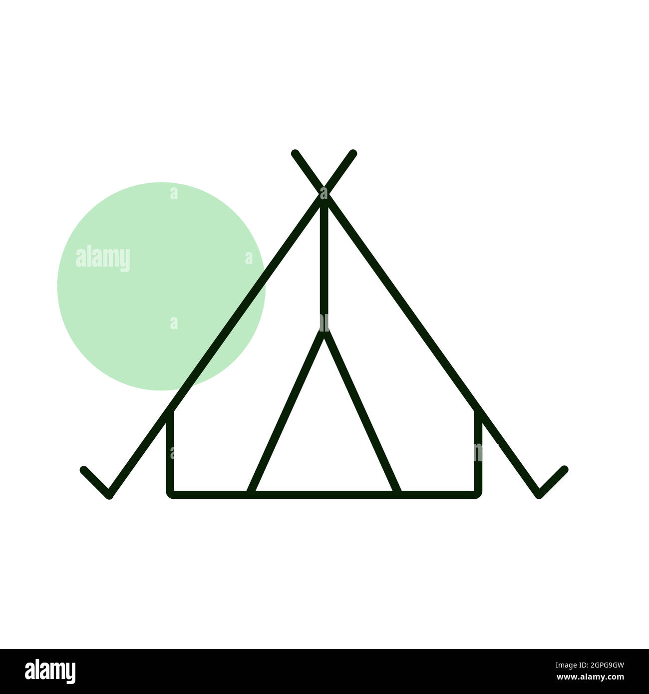 Vektor-Symbol für Touristenzelt. Camping- und Wanderzeichen Stock Vektor
