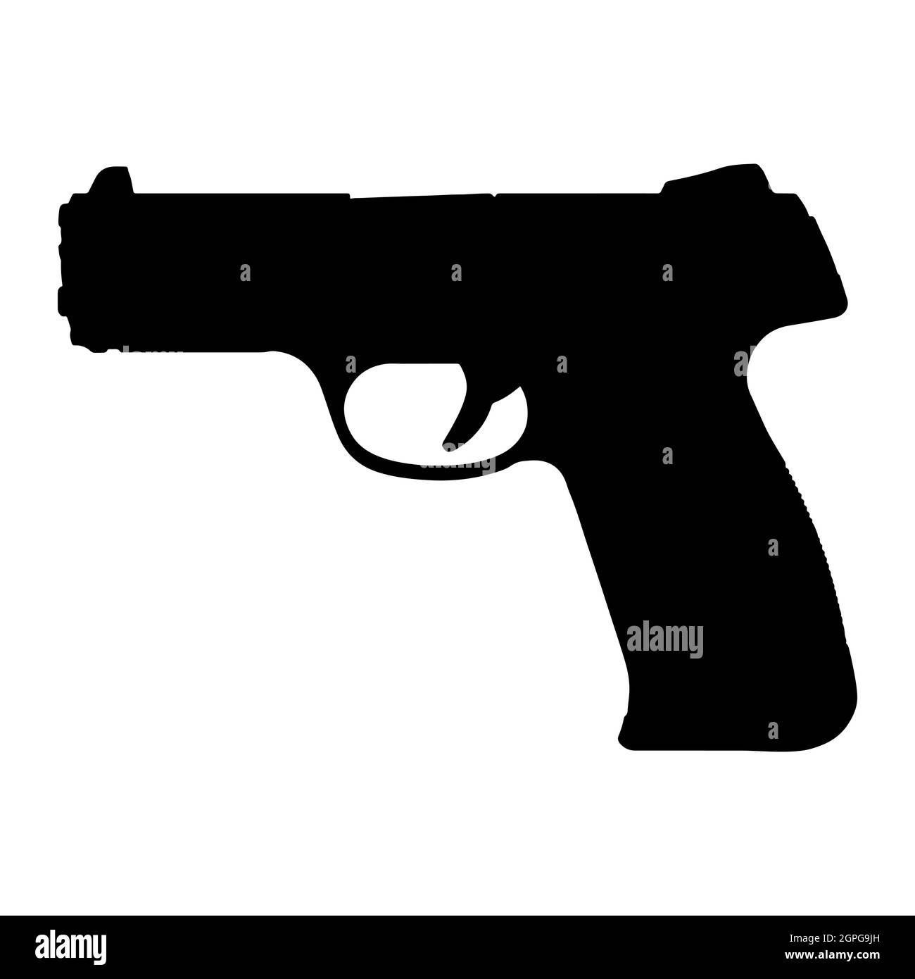 Symbol für die Silhouette der Pistole. Schwarzes Handfeuersymbol. Vektorform isoliert auf Weiß. Stock Vektor