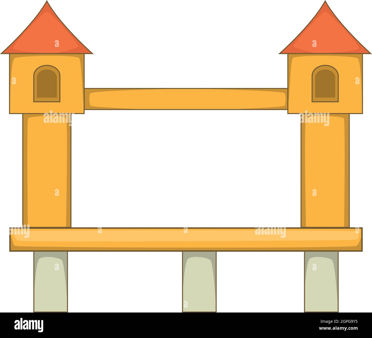 Brücke mit Türmen Symbol, Cartoon-Stil Stock Vektor