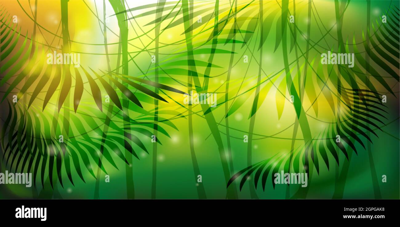 Wild Jungle Forest Horizontalen Hintergrund. Vektorgrafik. Stock Vektor