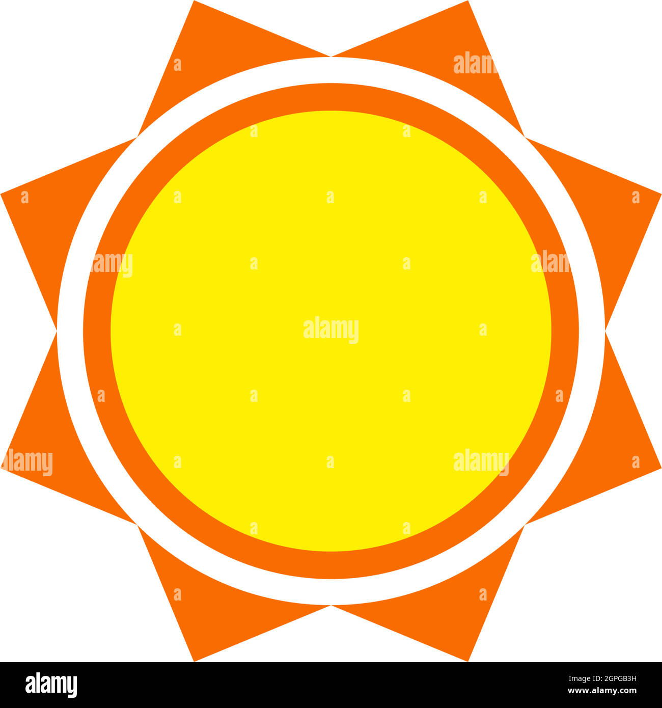 Symbolvektor Sonne oder Sonnenschein auf weißem, isoliertem Hintergrund. Stock Vektor
