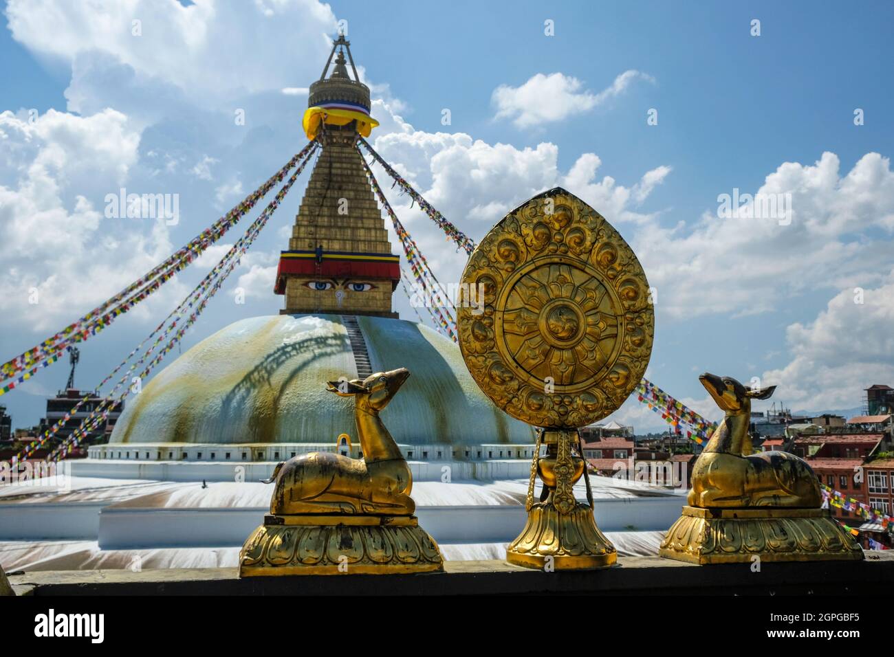 Die Bodhnath Stupa in Kathmandu ist eine der größten der Welt. Nepal. Stockfoto