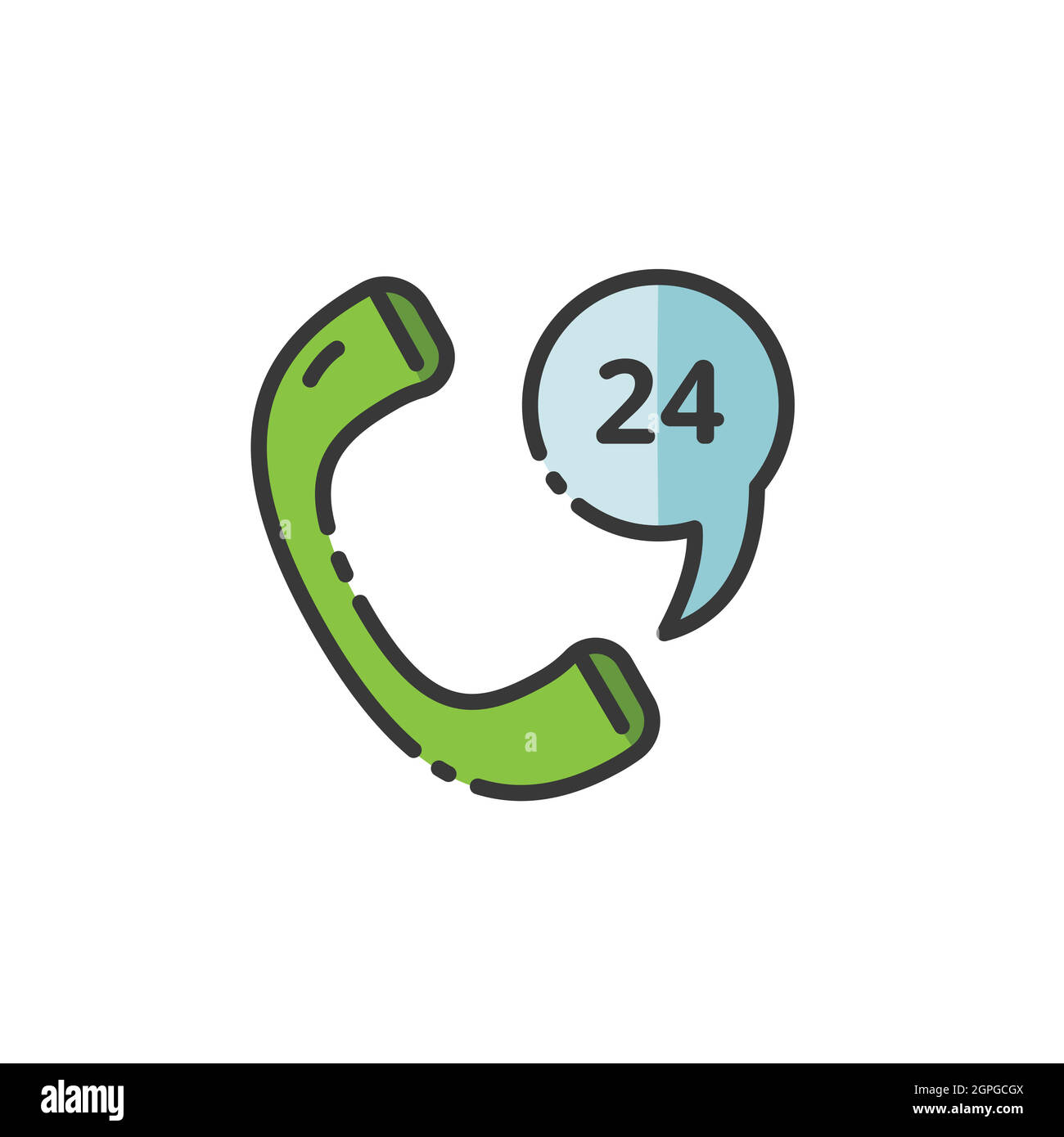 Telefonservice 24 Stunden. Support und Service. Ausgefülltes Farbsymbol. Commerce Vektorgrafik Stock Vektor