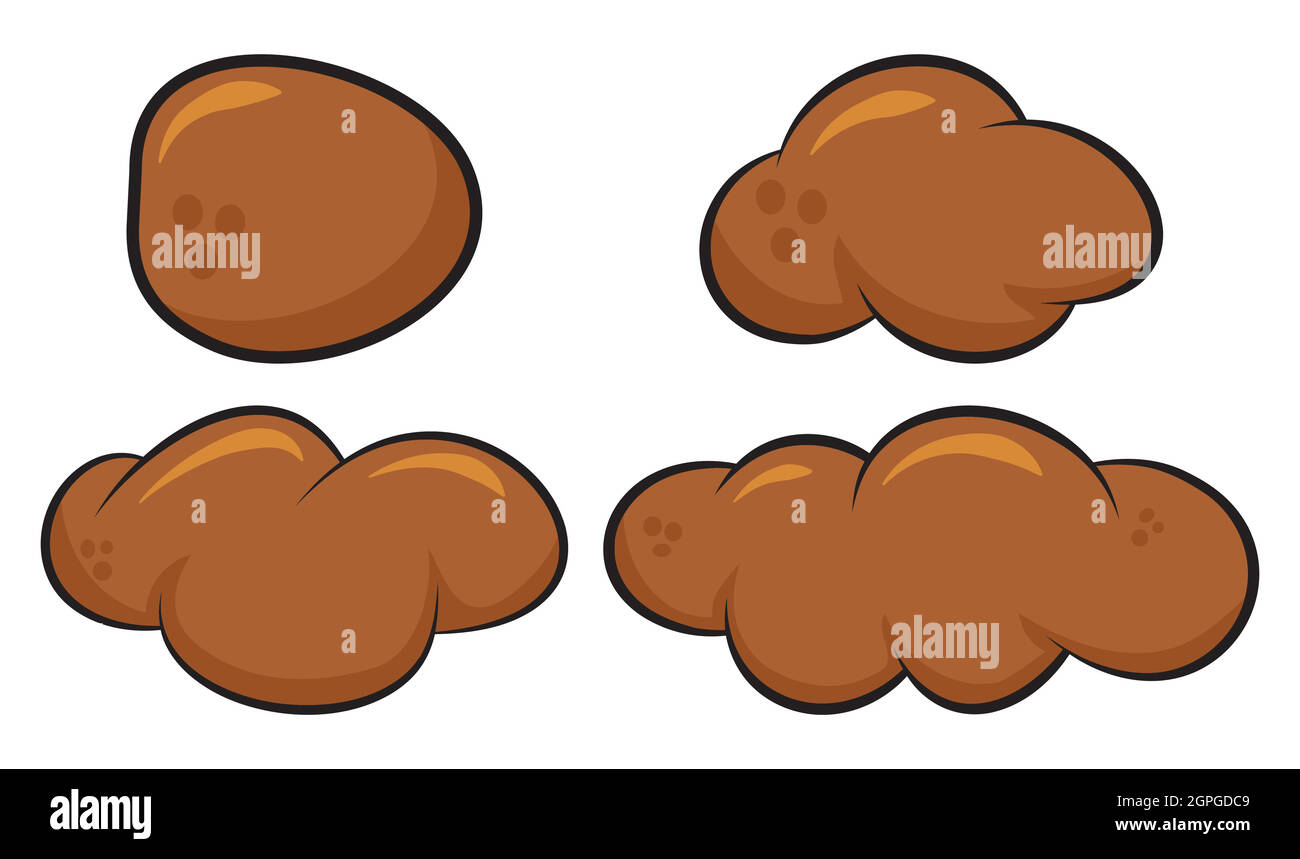 Poo, Poop Fäkalien Set. Hocker für Menschen oder Tiere. Vektor-Cartoon-Illustration isoliert auf weiß. Hintergrund. Stock Vektor