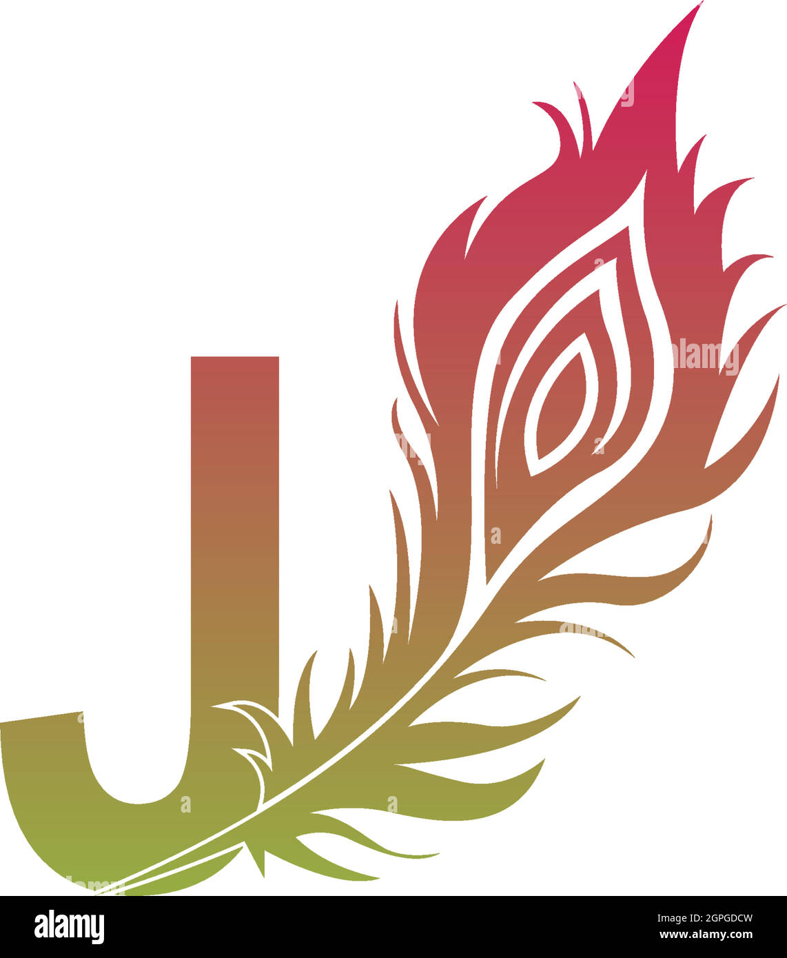 Buchstabe J mit Feder-Logo-Symbol-Design-Vektor Stock Vektor