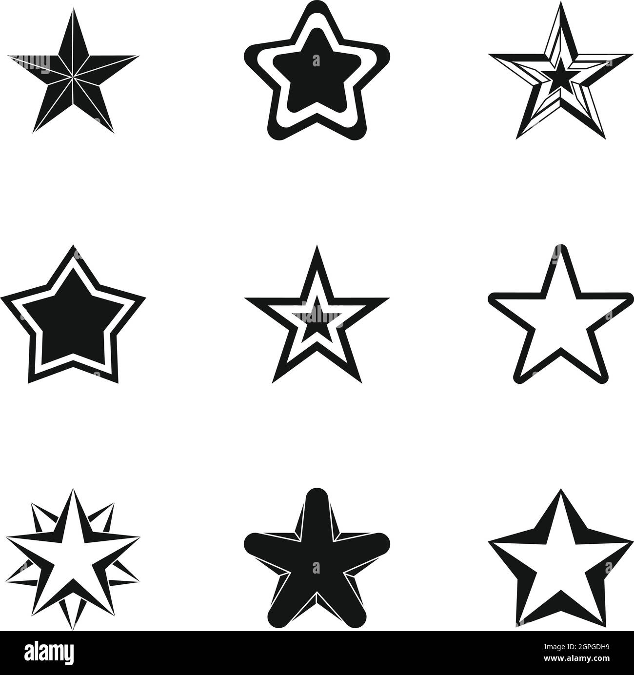 Fünfzackige Sterne Icons Set, einfachen Stil Stock Vektor