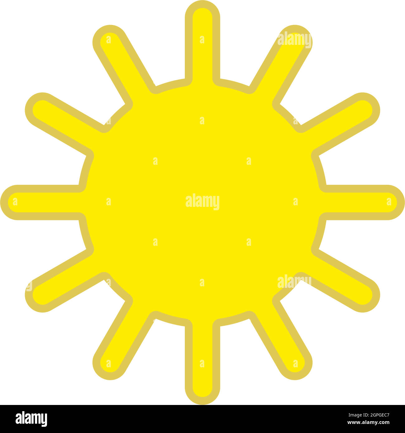Symbolvektor Sonne oder Sonnenschein auf weißem, isoliertem Hintergrund. Stock Vektor