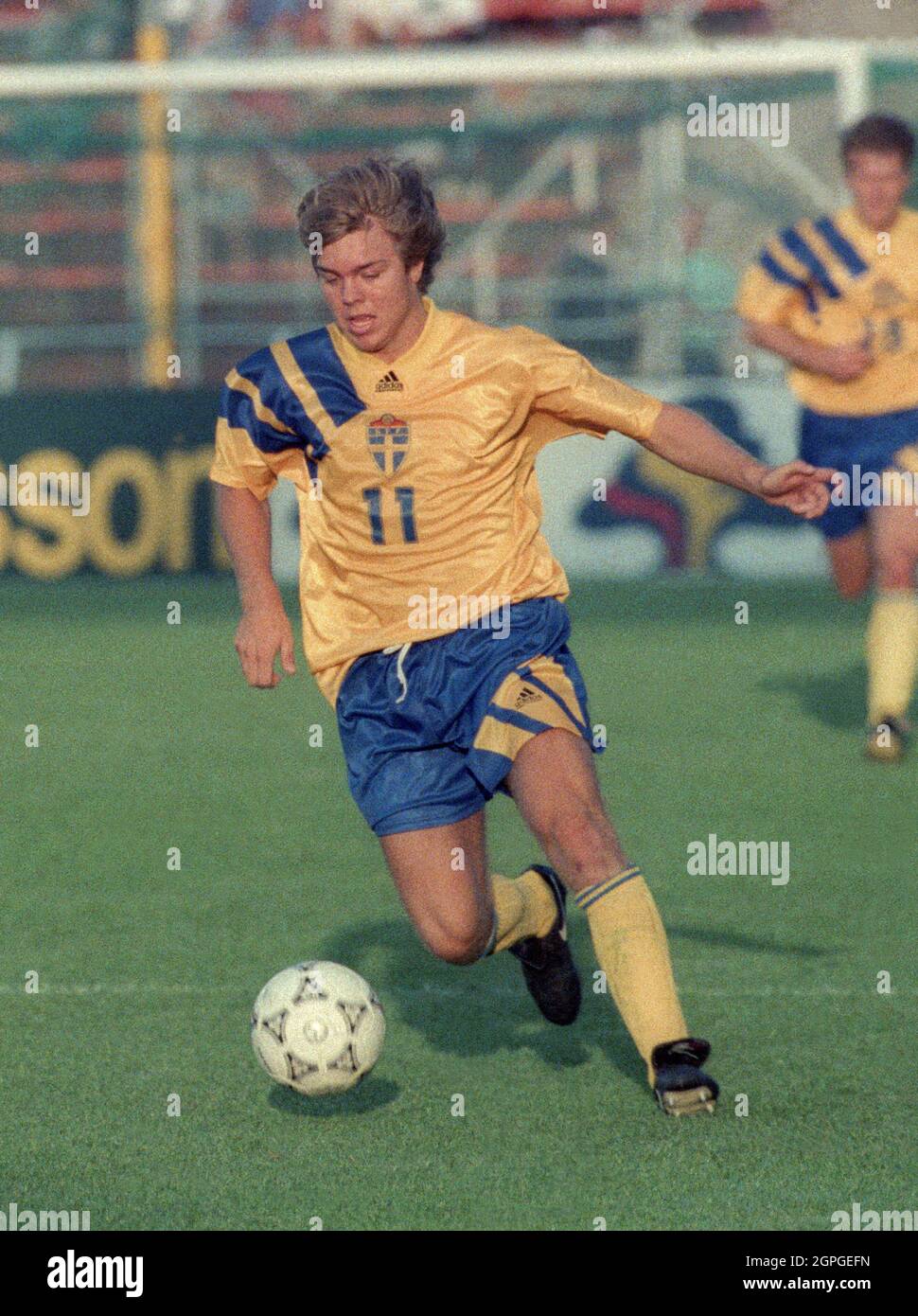 TOMAS BROLIN Schwedischer Fußballspieler in der Nationalmannschaft 1992 Stockfoto