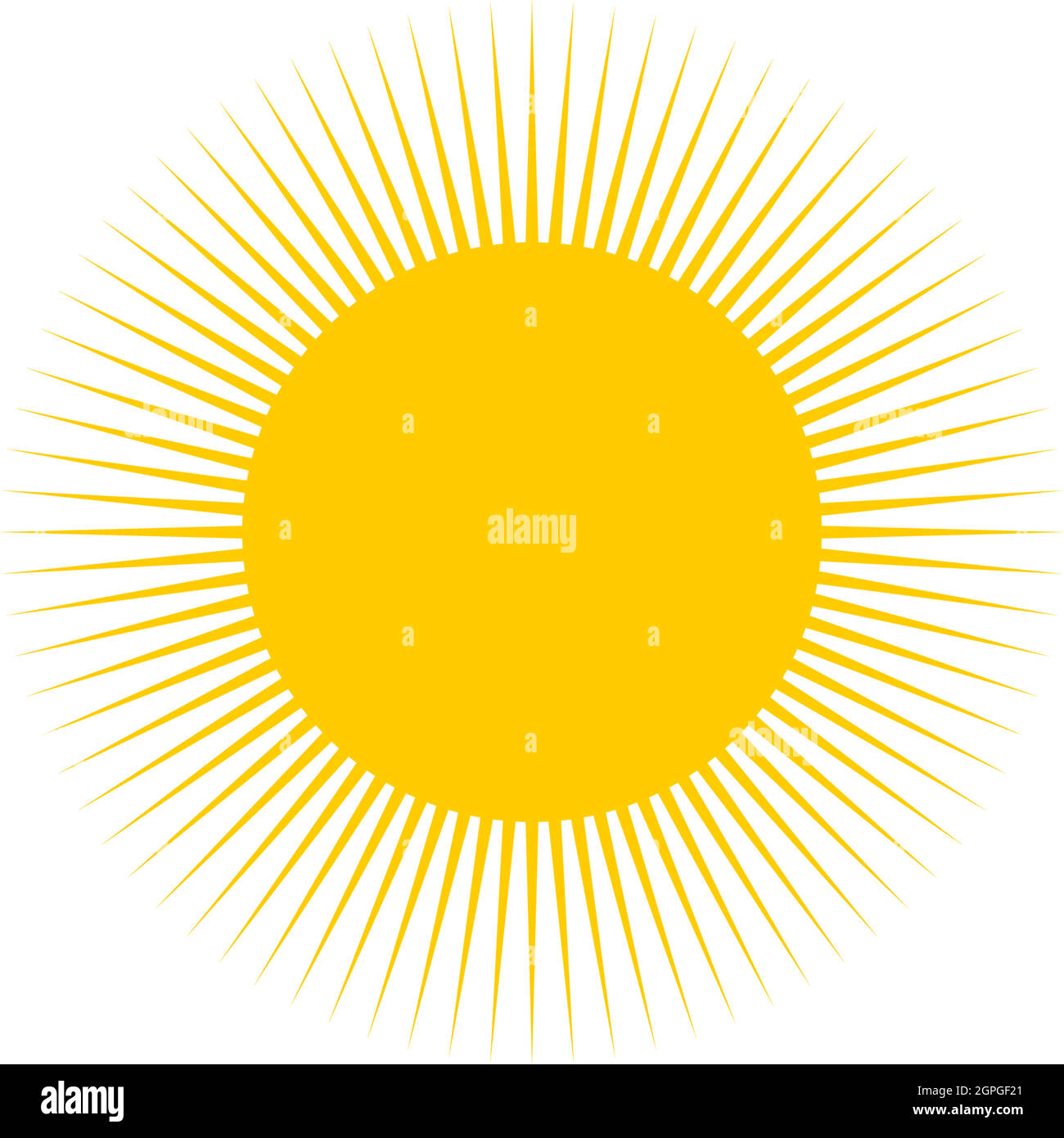Symbolvektor Sonne oder Sonnenschein auf einem weißen isolierten Hintergrund. Stock Vektor