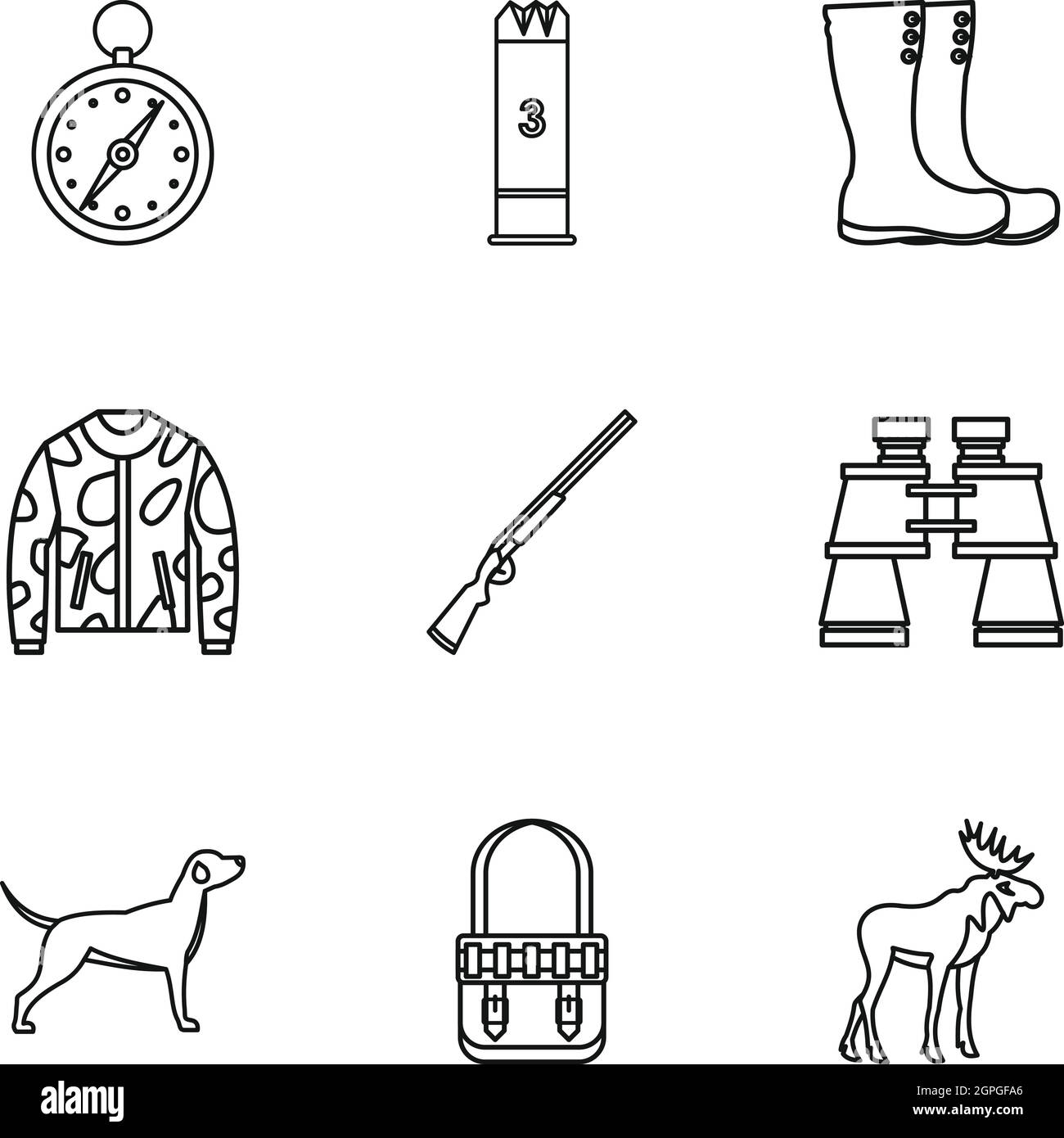 Schießen auf Tiere Icons Set, Stil skizzieren Stock Vektor