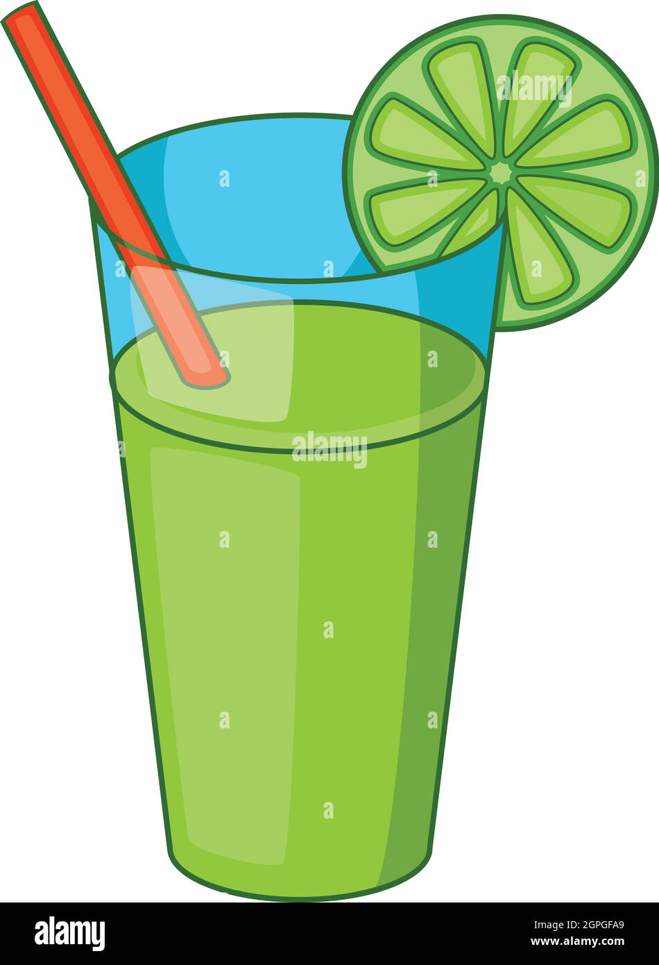 Glas grüne cocktail Symbol, Cartoon-Stil Stock Vektor
