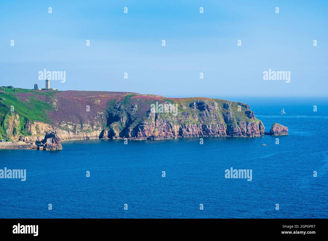 Frankreich, Cotes d'Armor, Plegenon, Grand Site de France Cap d'Erquy - Cap Frehel, Cap Frehel entlang des GR 34-Wanderweges oder Zollweges Stockfoto