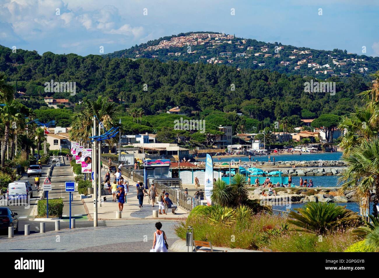 Frankreich, Var, Cavalaire, Sea Front und Strand von Cavalaire Stockfoto