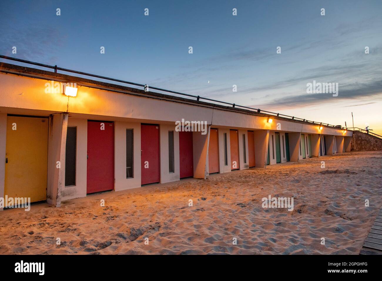 Frankreich, Pas de Calais, Cote d'Opale, Le Touquet, Beach Cabins Stockfoto