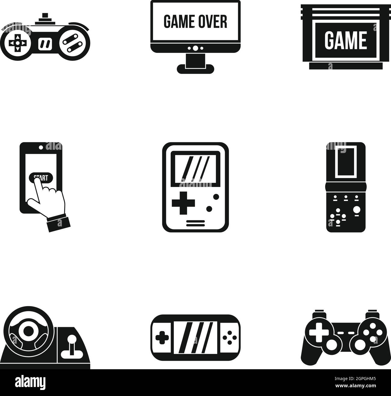 Spiel-Konsole Icons Set, einfachen Stil Stock Vektor