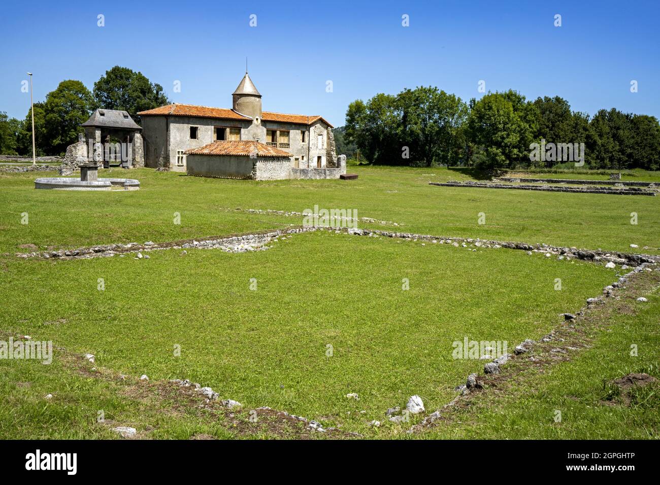 Frankreich, Haute Garonne, Route St. Jacques von Compostelle, Saint-Bertrand-de-Comminges, antike römische Stätte von Lugdunum Convenarum Stockfoto