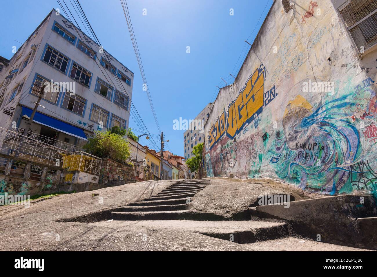 Rio de Janeiro, Brasilien - 18. Januar 2021: Der Salzfelsen ist eine historische Stätte der Stadt. Jeden montagabend findet Live-Samba-Musik statt. Stockfoto