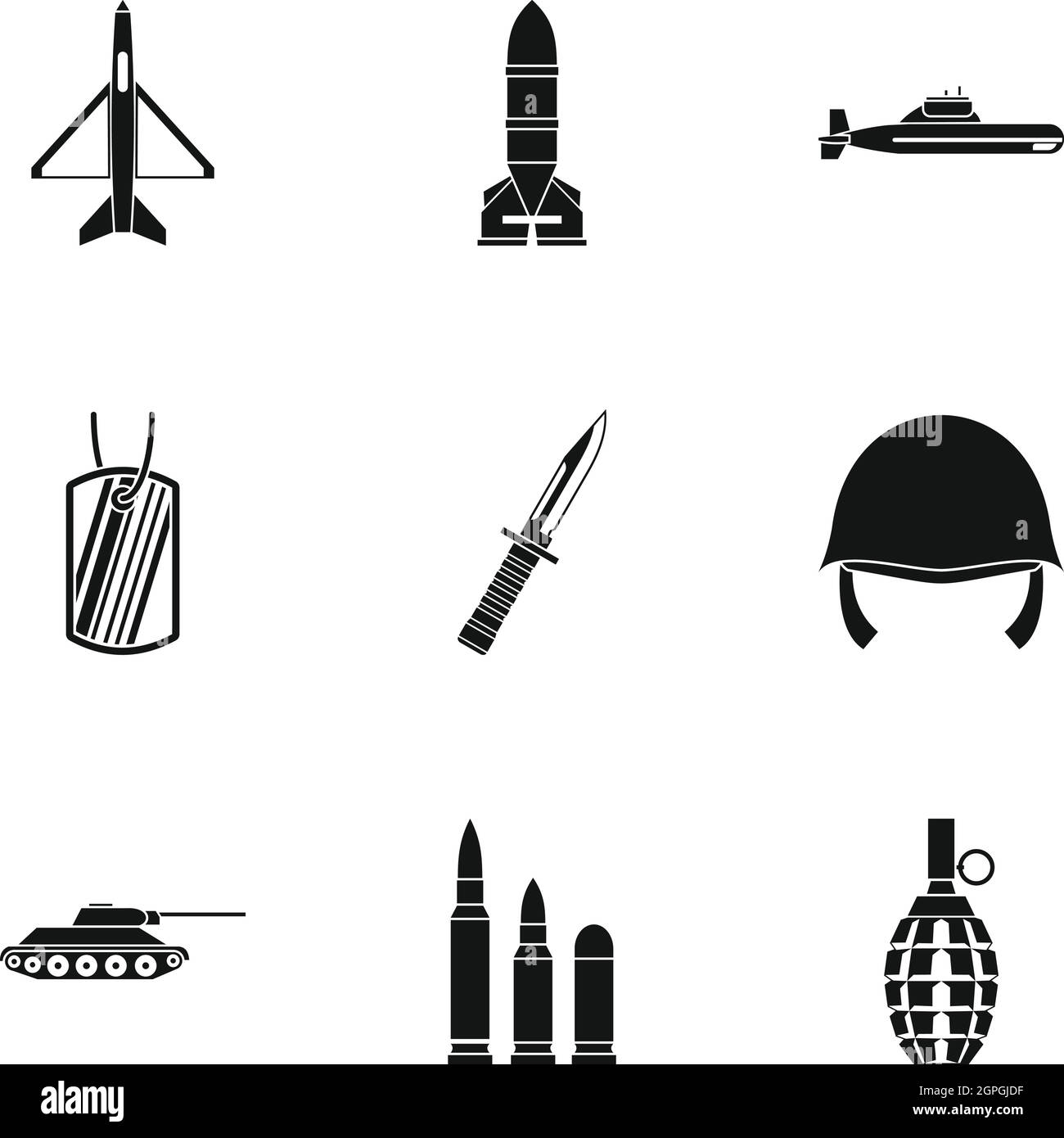 Militärische Verteidigung Icons Set, einfachen Stil Stock Vektor