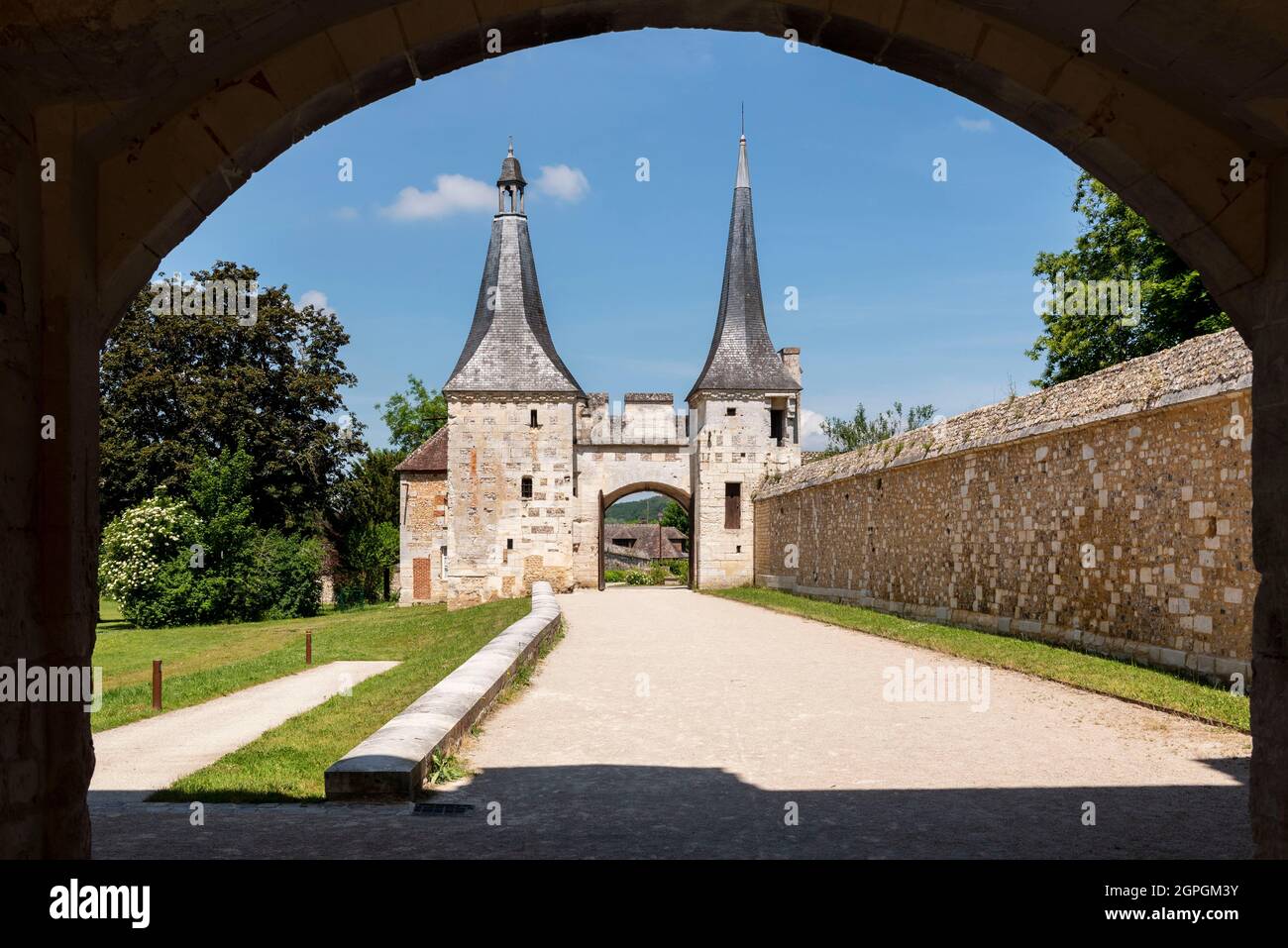 Frankreich, Eure, Le Bec Hellouin, beschriftet die schönsten Dörfer Frankreichs, Abtei Notre Dame du Bec, katholische benediktinerabtei Stockfoto