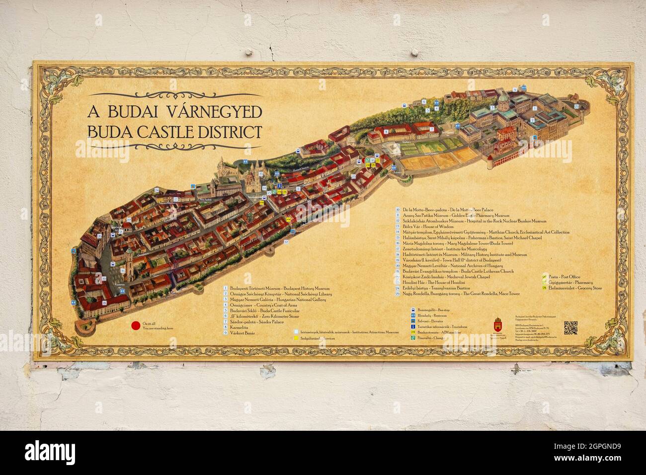 Ungarn, Budapest, von der UNESCO zum Weltkulturerbe erklärt, Buda-Viertel, Oberer Stadtplan Stockfoto