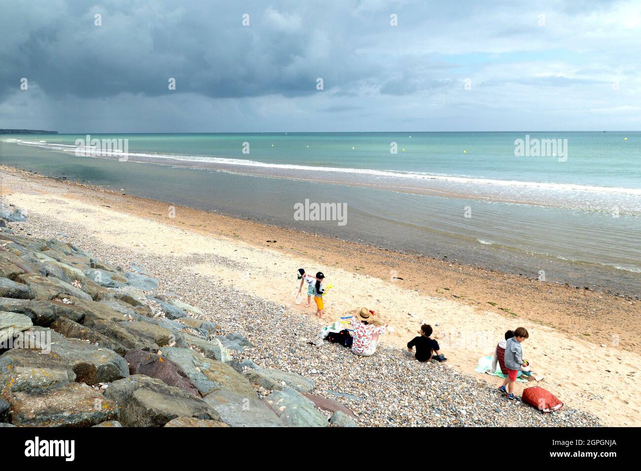 Frankreich, Calvados, Omaha Beach, D-Day Beach in Saint-Laurent-sur-Mer Stockfoto