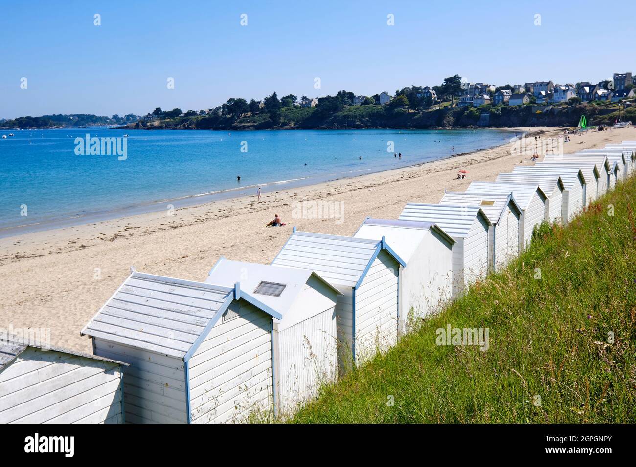 Frankreich, Ile et Vilaine, Cote d'Emeraude (Smaragdküste), Lancieux, Strand von Saint Sieux Stockfoto