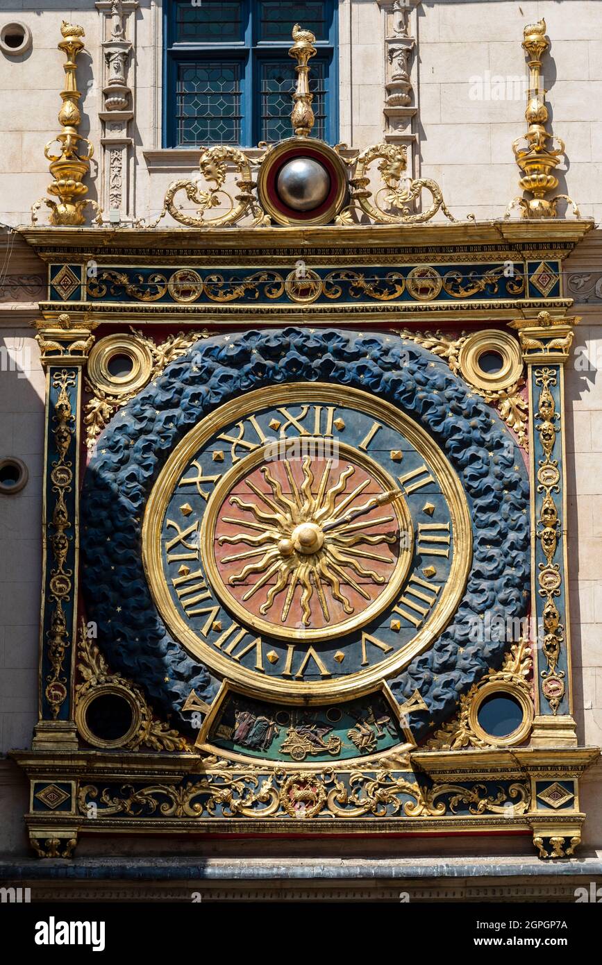 France, seine Maritime, Rouen, Gros Horloge, eine astronomische Uhr aus dem 16. Jahrhundert Stockfoto