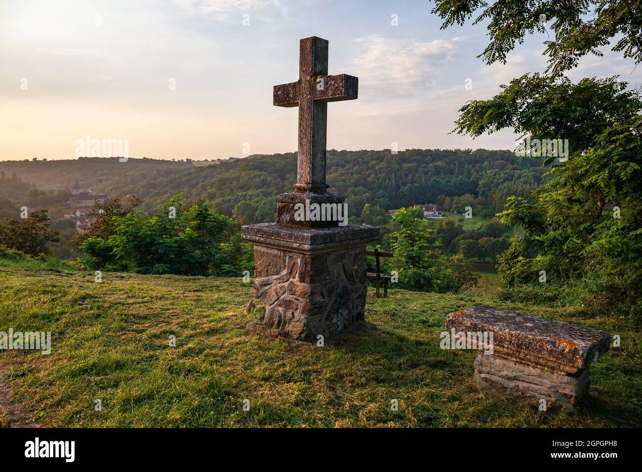 Frankreich, Indre, Berry, Creuse Valley, Gargilesse-Dampierre, Beschriftet Les Plus Beaux Villages de France, überqueren Sie die Dorfhöhen Stockfoto