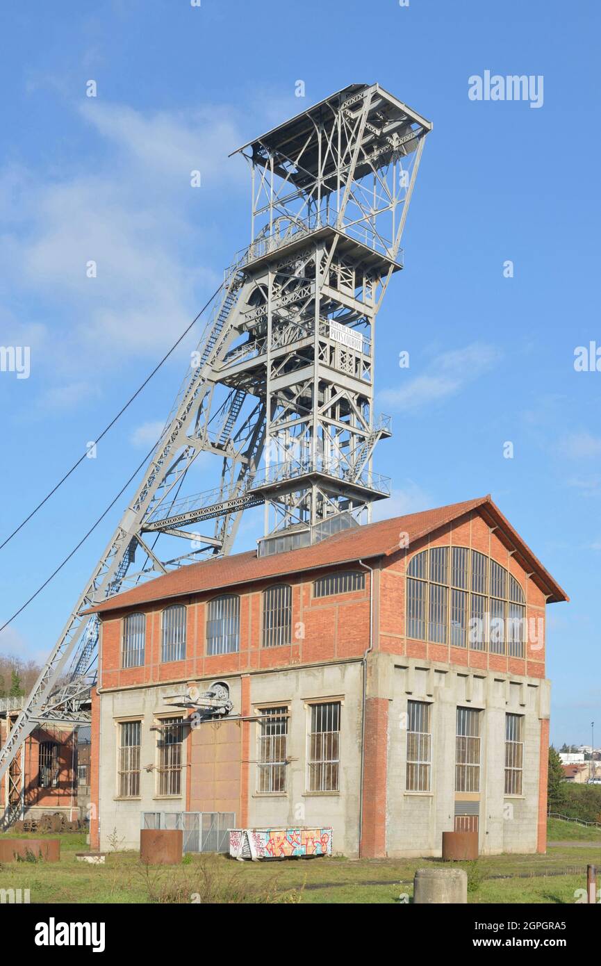 Frankreich, Pays de la Loire, Saint Etienne, Saint Etienne Mine Museum wurde im Jahre 1991 gegründet, genannt Puits Schacht Couriot/Mine Museum Park, ist in den Gebäuden der letzten Kohle Grube der Stadt (in 1973 geschlossen. Stockfoto