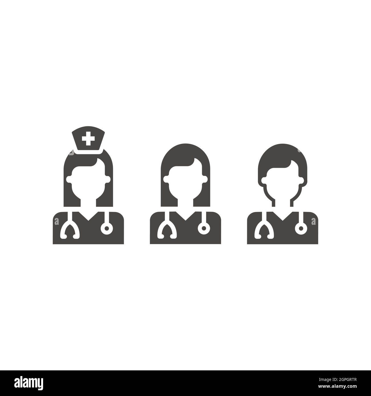 Avatar-Vektor-Symbolsatz für Arzt und Krankenschwester Stock Vektor