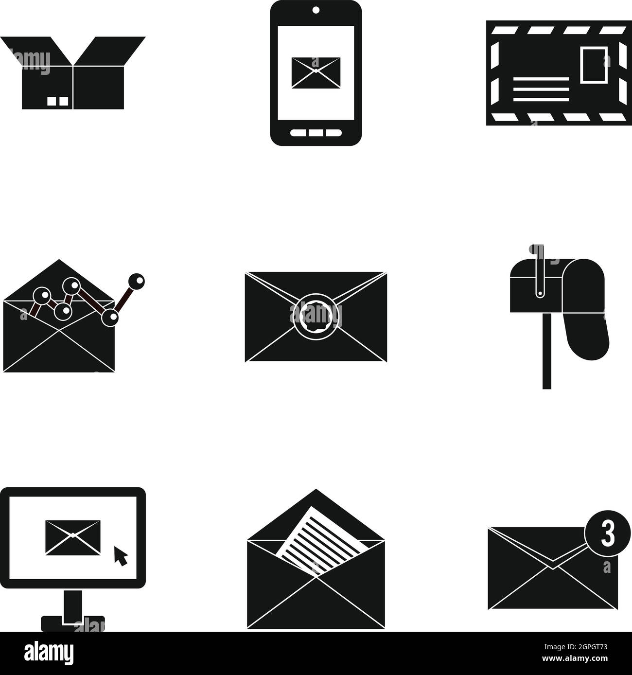 Kommunikation-Symbole-Set, einfachen Stil Stock Vektor