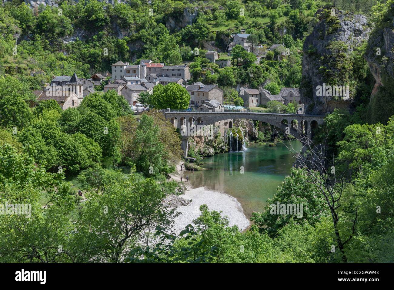 Frankreich, Lozere, Saint-Chely-du-Tarn, die Causses und die Cevennen Kulturlandschaft des mediterranen Agrar-Pastoralismus, die von der UNESCO zum Weltkulturerbe erklärt wurde Stockfoto