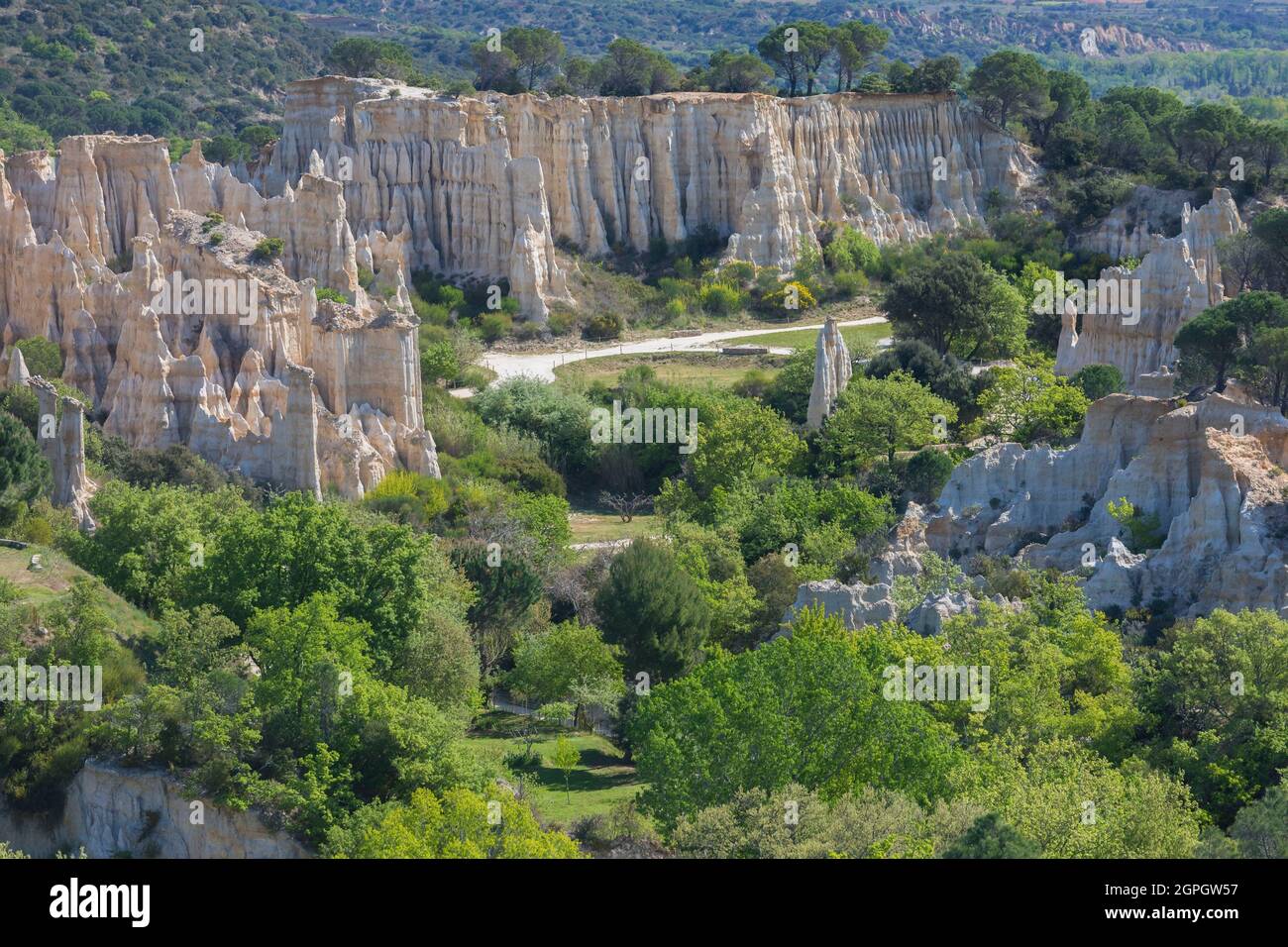 Frankreich, Pyrenäen-Orientales, die Basaltsäulen, die als Orgues von Ille-sur-Tet bekannt sind Stockfoto