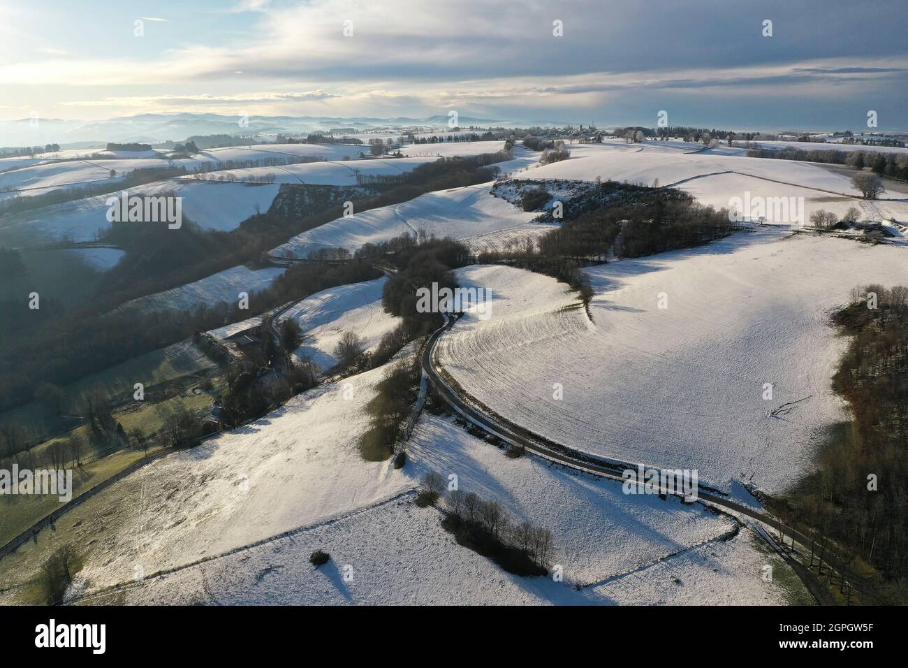 Frankreich, Tarn, Alban, Winterlandschaft, die Monts de Lacaune Stockfoto