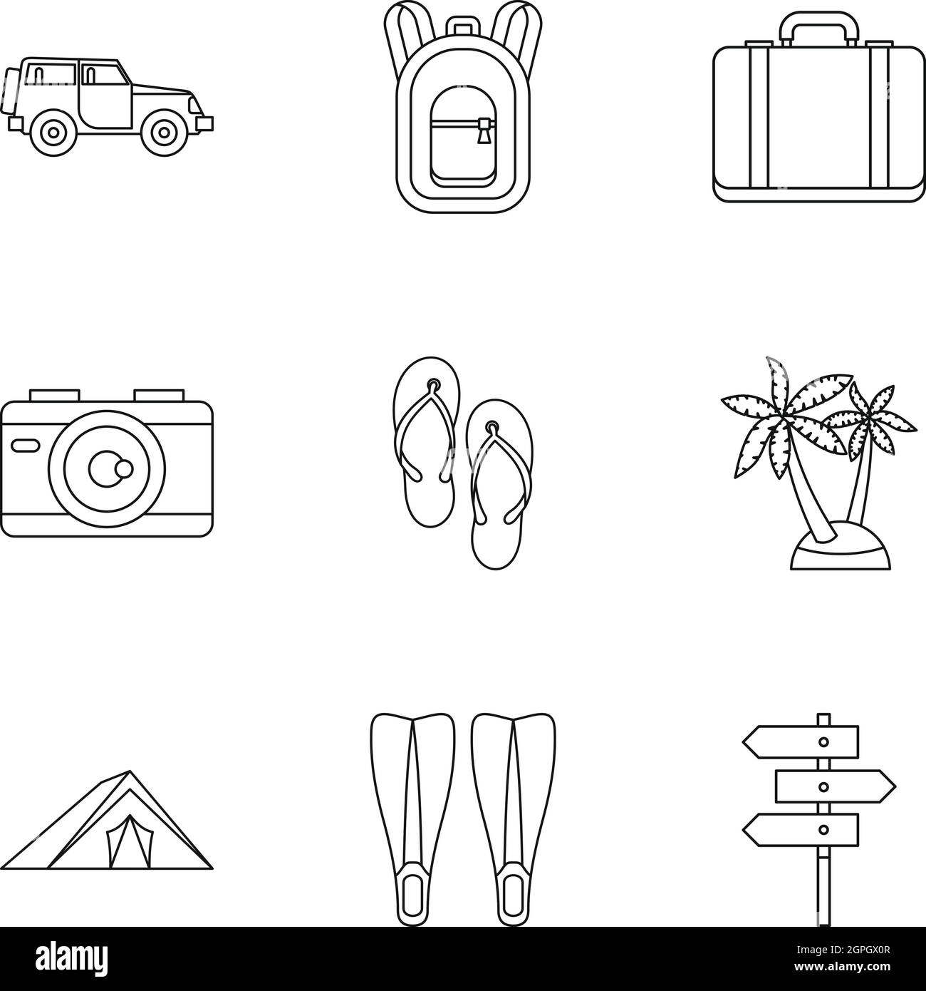 Ans Meer Icons Set, Umriss-Stil Stock Vektor
