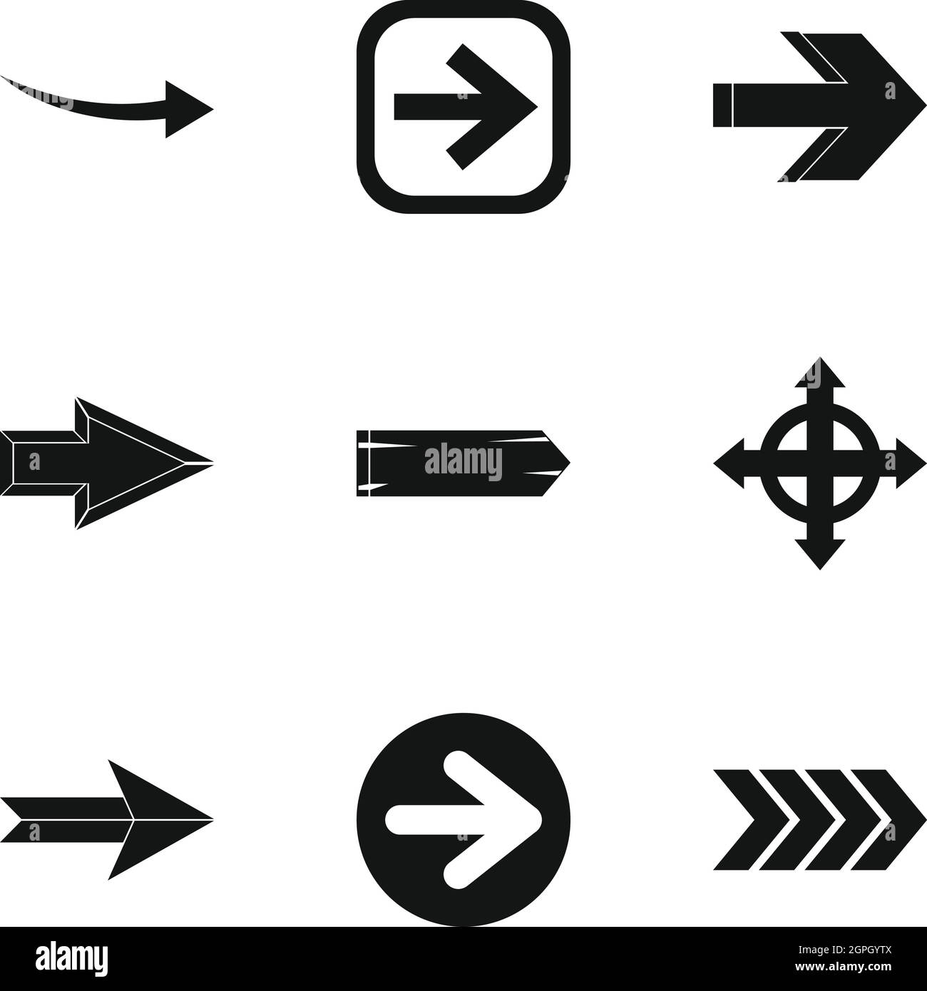 Art von Pfeil Icons Set, einfachen Stil Stock Vektor