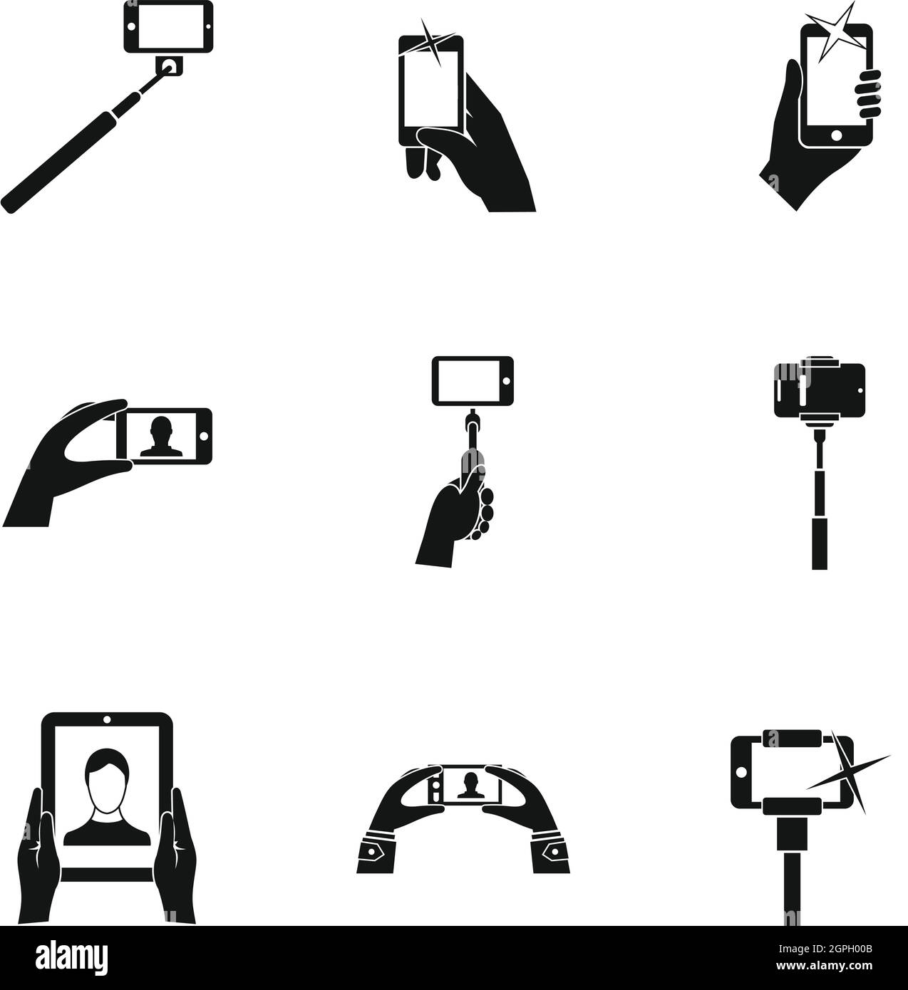 Fotografie am Smartphone Icons Set, einfachen Stil Stock Vektor