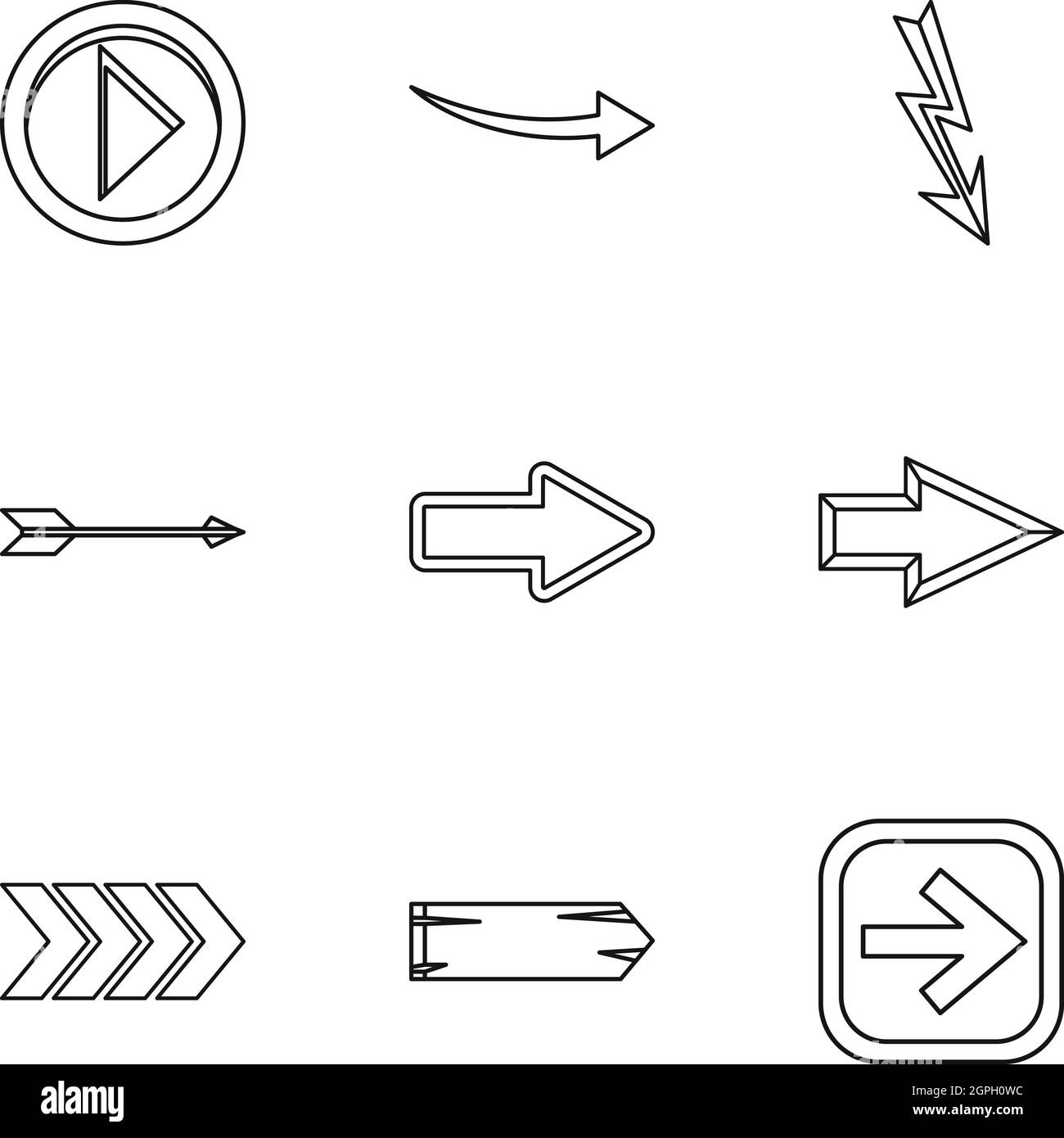 Cursor-Symbole-Set, Umriss-Stil Stock Vektor