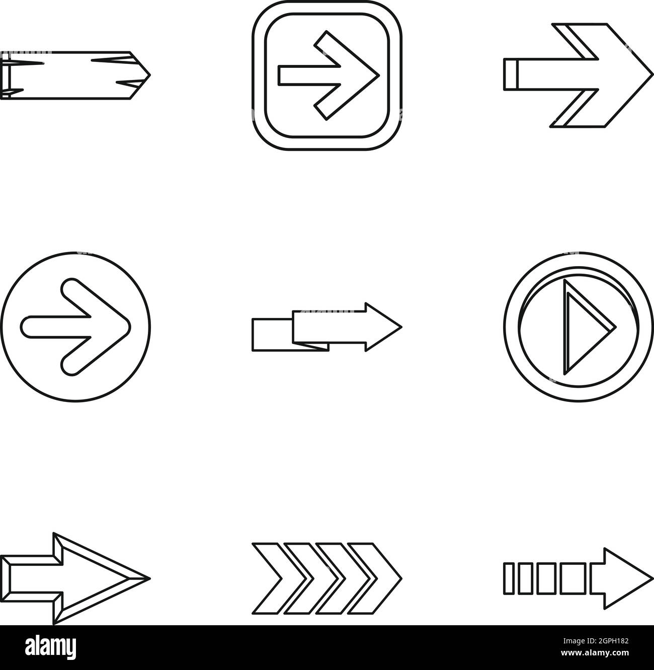 Art von Pfeil Icons Set, Umriss-Stil Stock Vektor