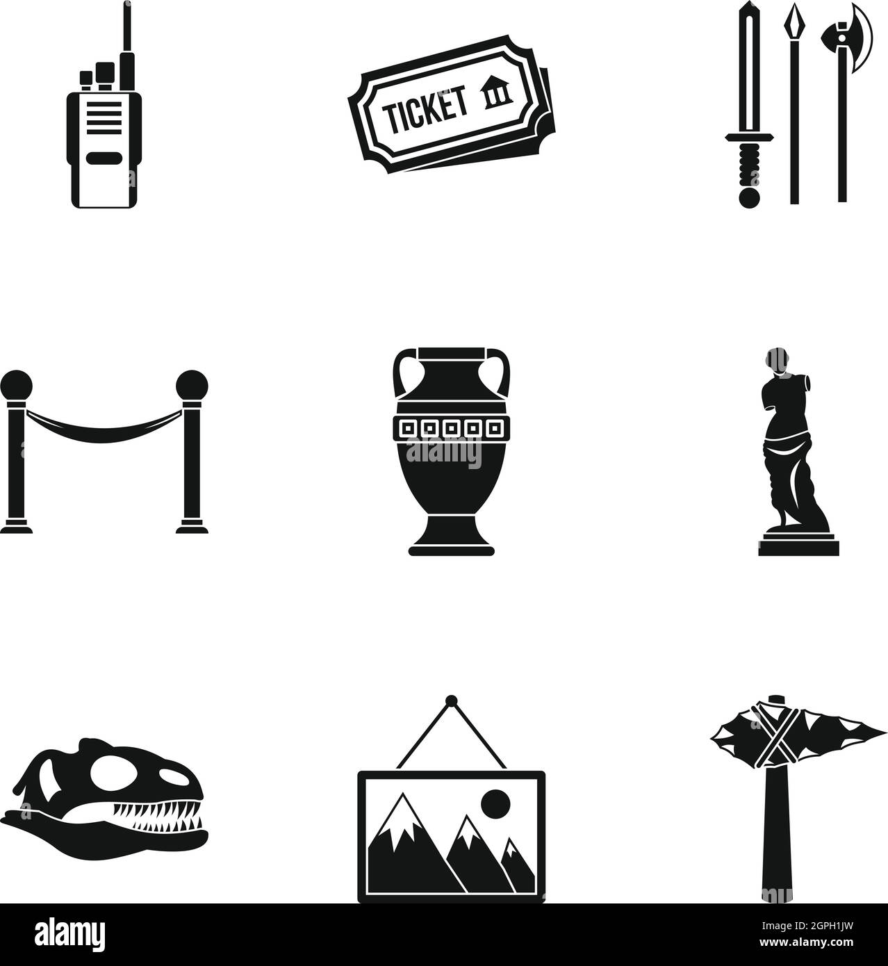 Museum Icons Set, einfachen Stil Stock Vektor