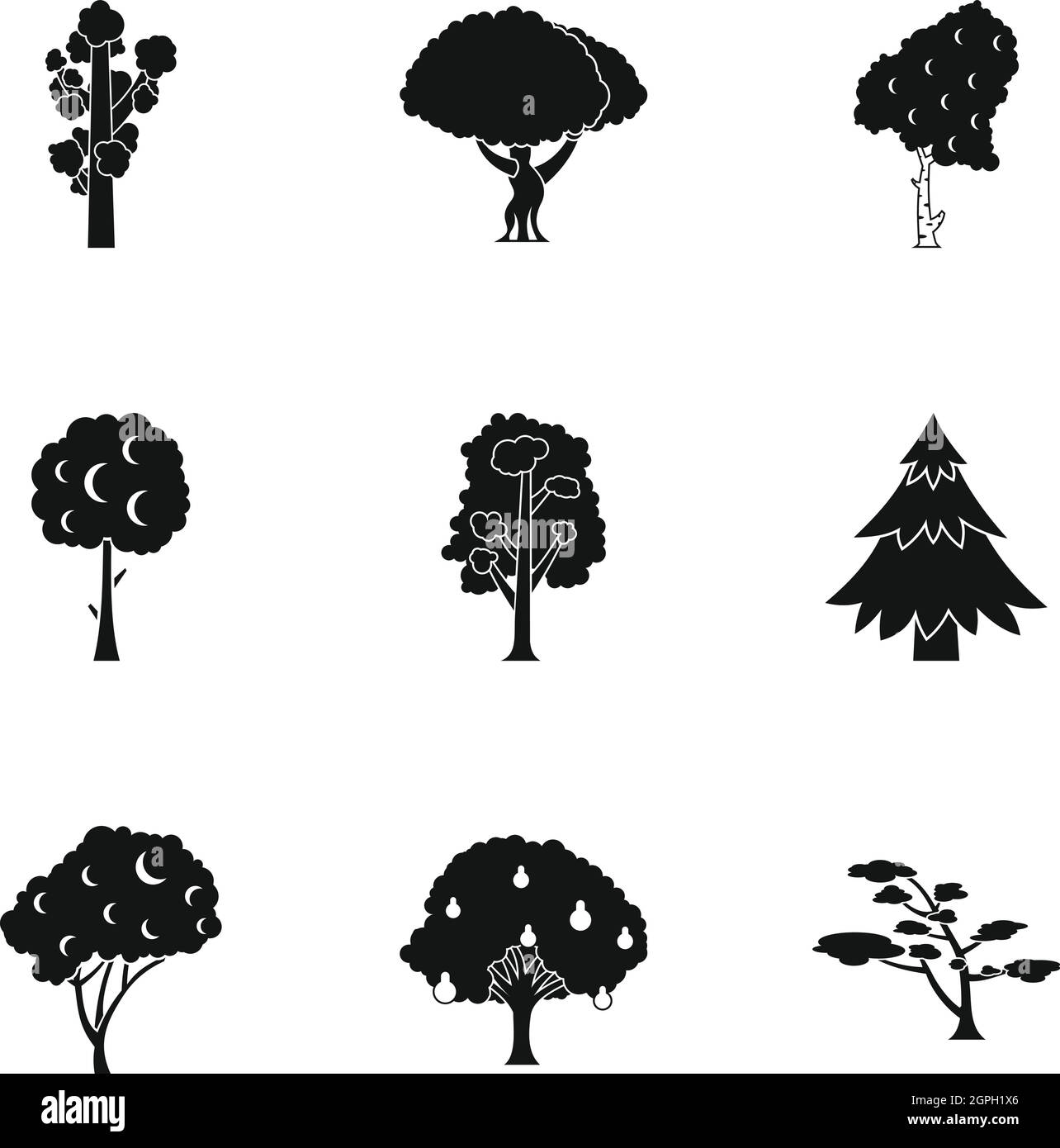 Arboreal Pflanze Icons Set, einfachen Stil Stock Vektor