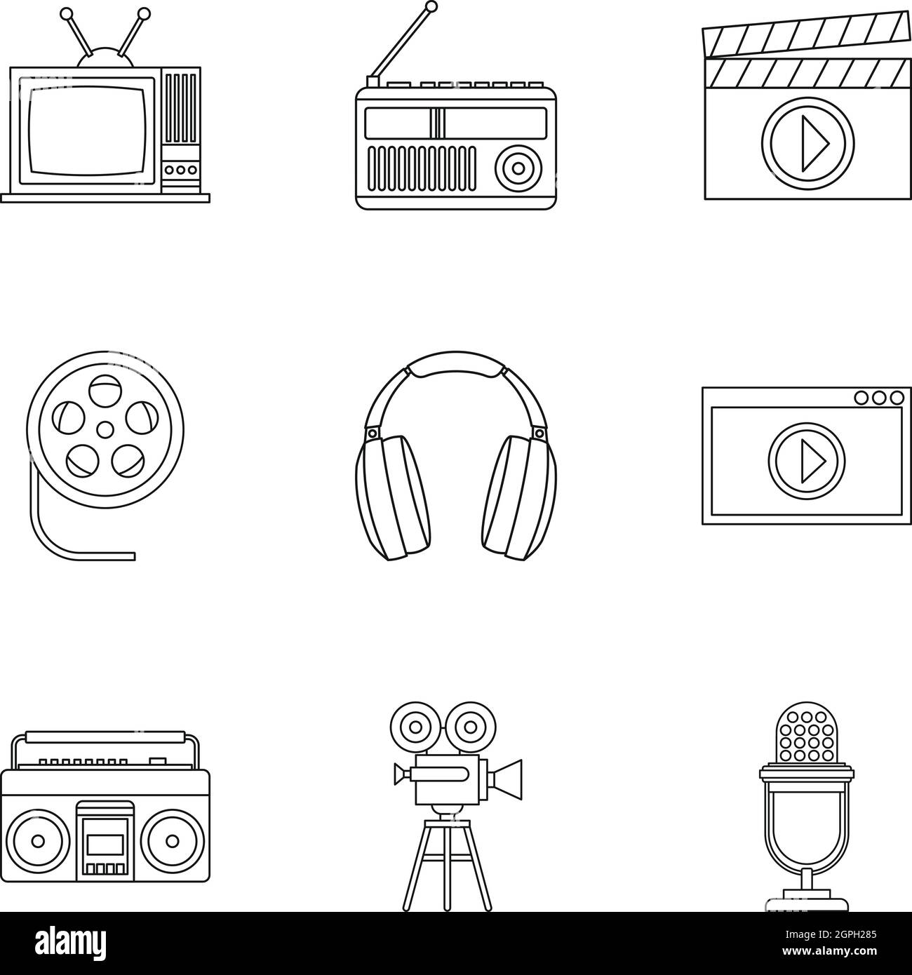 Elektronische Kommunikation Icons Set, Umriss-Stil Stock Vektor