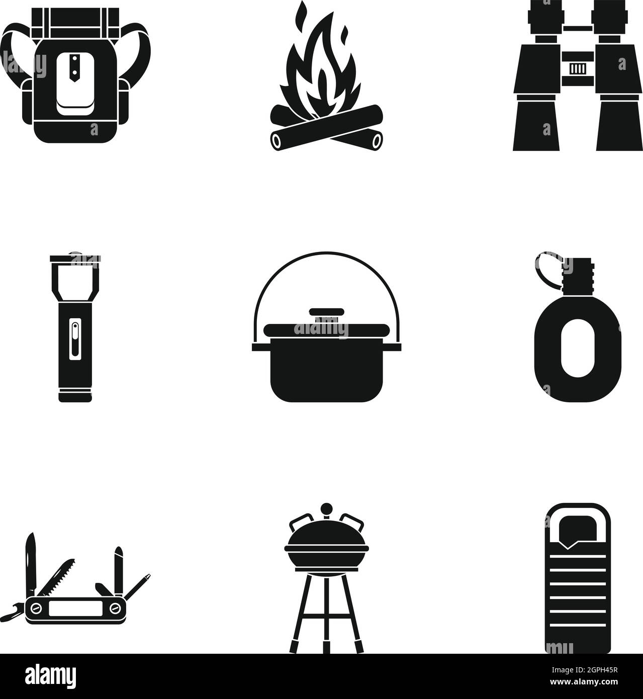 Natur Tourismus Icons Set, einfachen Stil Stock Vektor