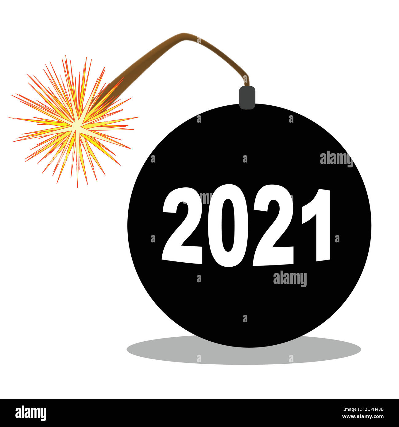 Cartoon 2021 Neujahrs-Bombe Stock Vektor